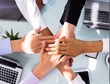 A team of business people's hands